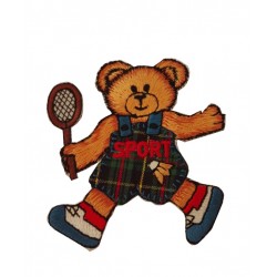 Iron-on Embroidery Sticker - Teddy Bear with Racket
